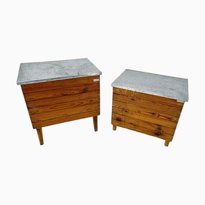 Vintage Industrial Nightstands, 1950s, Set of 2-TZ-1364720