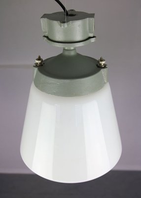 Vintage Industrial Opaline Glass Pendant Lamp, 1970s-HGJ-728080