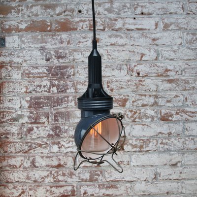 Vintage Industrial Pendant Lamp in Blue Enamel-BLS-1745436