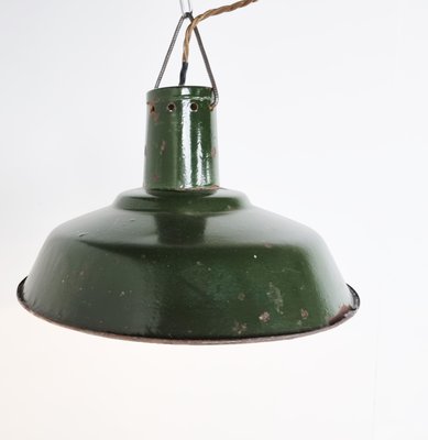 Vintage Industrial Pendant Light in Dark Green Enamel, 1960s-IRH-1352444