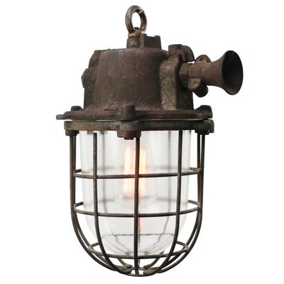 Vintage Industrial Rust Iron Clear Glass Pendant Lamp-BLS-1760109