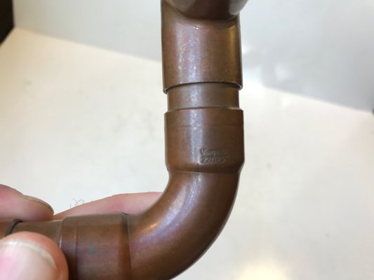 Vintage Industrial Scandinavian Copper Pipe Candleholder, 1970s-LCR-709667