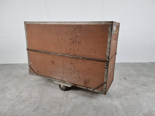 Vintage Industrial Steel and Wooden Trolley, 1950s-IRH-1313531