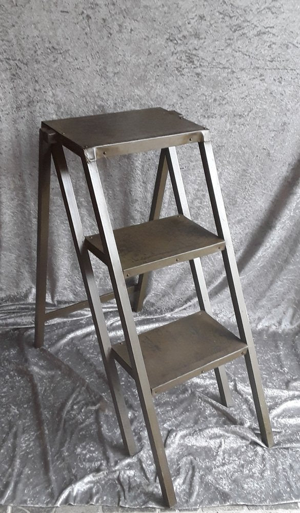 Vintage Industrial Step Ladder in Metal, 1950s