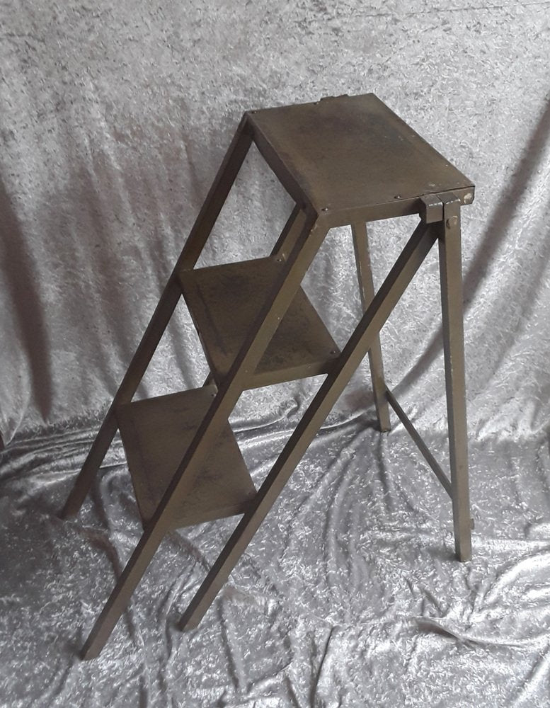 Vintage Industrial Step Ladder in Metal, 1950s