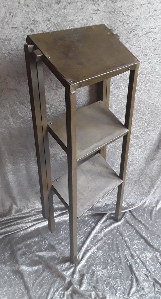 Vintage Industrial Step Ladder in Metal, 1950s