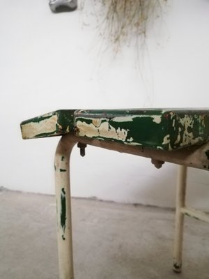 Vintage Industrial Stool in Green and White-UIW-1348277