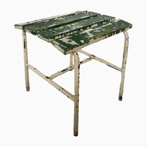 Vintage Industrial Stool in Green and White-UIW-1348277