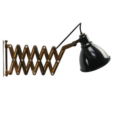 Vintage Industrial Wall Lamp in Black Enamel and Brass-BLS-1192313