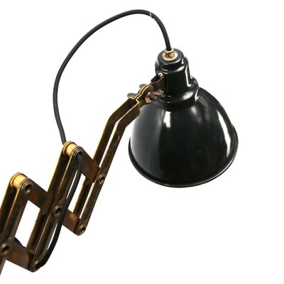 Vintage Industrial Wall Lamp in Black Enamel and Brass-BLS-1192313