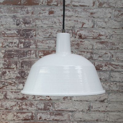 Vintage Industrial White Enamel Pendant Light-BLS-838548