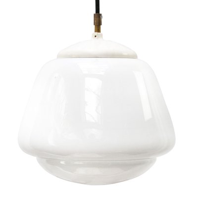 Vintage Industrial White Opaline Glass Pendant Light-BLS-1335546