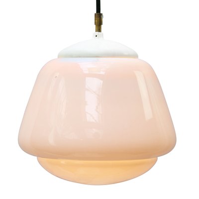 Vintage Industrial White Opaline Glass Pendant Light-BLS-1335546