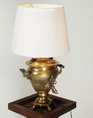 Vintage Islamic Engraved Brass Samovar Table Lamp-UZN-1393492