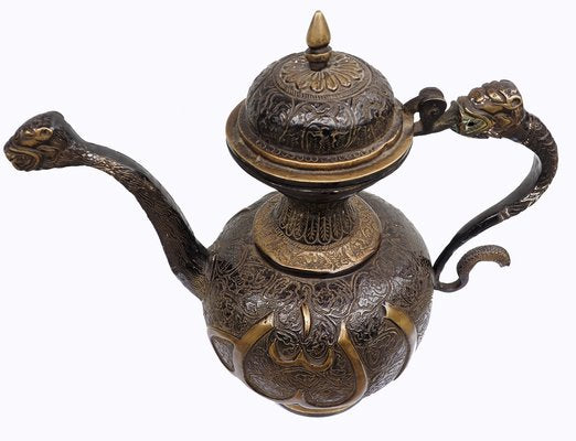 Vintage Islamic Teapot in Brass and Bronze, 1950s-UZN-1395093