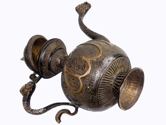 Vintage Islamic Teapot in Brass and Bronze, 1950s-UZN-1395093