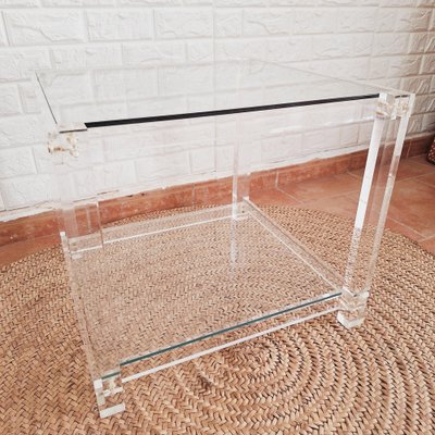 Vintage Italian Acrylic Glass Side Table, 1980s-FRB-1820768