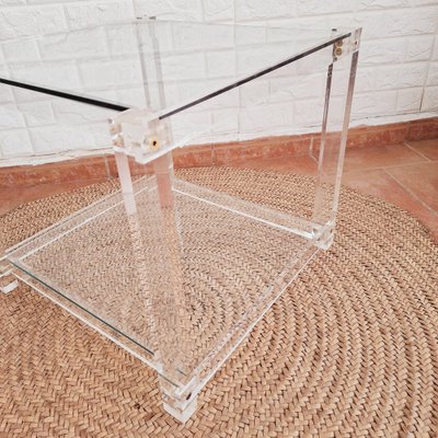 Vintage Italian Acrylic Glass Side Table, 1980s-FRB-1820768