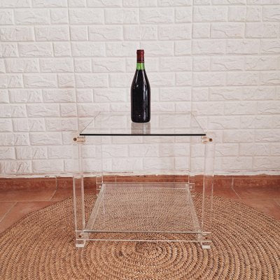 Vintage Italian Acrylic Glass Side Table, 1980s-FRB-1820768