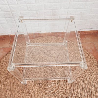 Vintage Italian Acrylic Glass Side Table, 1980s-FRB-1820768