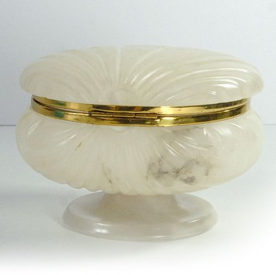 Vintage Italian Alabaster Lidded Container, 1980s-GIW-1723282