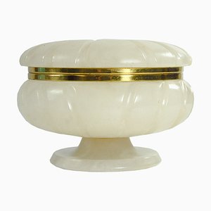 Vintage Italian Alabaster Lidded Container, 1980s-GIW-1723282