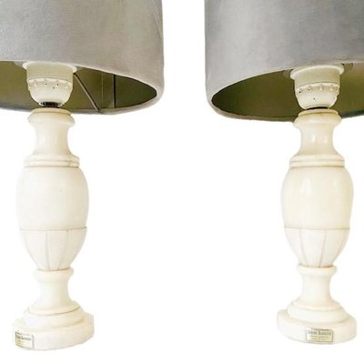 Vintage Italian Alabaster Marble Lamps, Set of 2-BMU-2026704