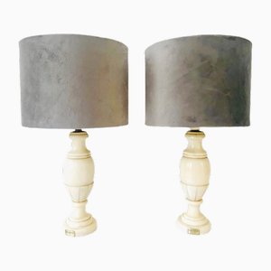 Vintage Italian Alabaster Marble Lamps, Set of 2-BMU-2026704