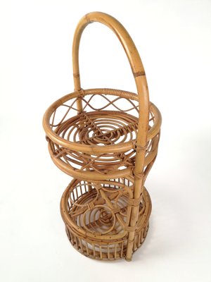 Vintage Italian Bamboo and Rattan Bar Basket, Italy, 1960s-UIW-1407206