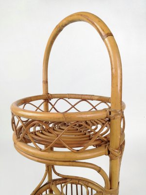 Vintage Italian Bamboo and Rattan Bar Basket, Italy, 1960s-UIW-1407206