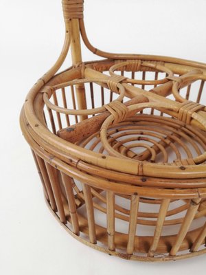 Vintage Italian Bamboo and Rattan Bar Basket, Italy, 1960s-UIW-1407206