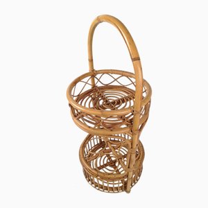 Vintage Italian Bamboo and Rattan Bar Basket, Italy, 1960s-UIW-1407206