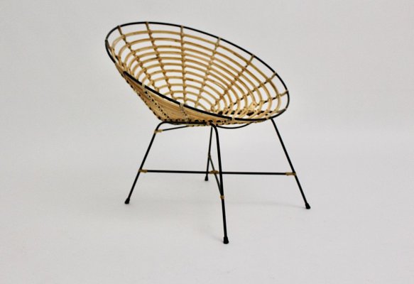 Vintage Italian Bamboo and Rattan Lounge Chair, 1960s-NB-801555