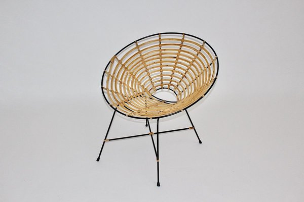 Vintage Italian Bamboo and Rattan Lounge Chair, 1960s-NB-801555