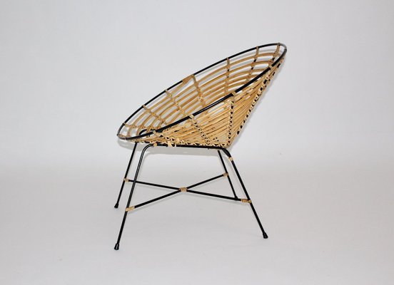 Vintage Italian Bamboo and Rattan Lounge Chair, 1960s-NB-801555