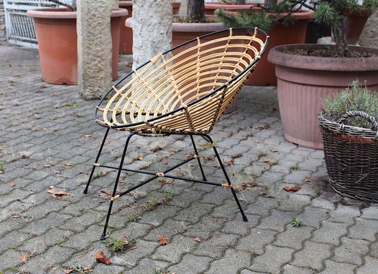 Vintage Italian Bamboo and Rattan Lounge Chair, 1960s-NB-801555