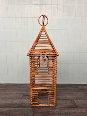 Vintage Italian Bamboo Bell Tower Planter, 1970s-FOV-1742380