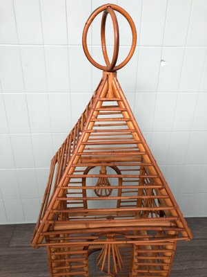 Vintage Italian Bamboo Bell Tower Planter, 1970s-FOV-1742380