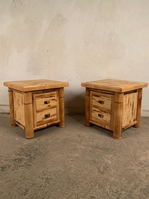 Vintage Italian Bamboo Cabinets, 1970s, Set of 2-VQM-579641