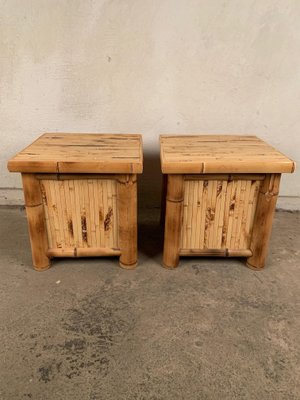 Vintage Italian Bamboo Cabinets, 1970s, Set of 2-VQM-579641