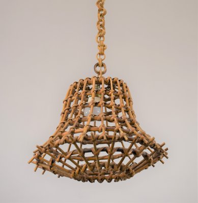 Vintage Italian Bamboo Ceiling Lamp, 1960s-AOL-1299341