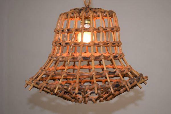 Vintage Italian Bamboo Ceiling Lamp, 1960s-AOL-1299341