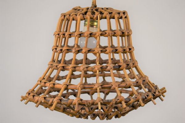 Vintage Italian Bamboo Ceiling Lamp, 1960s-AOL-1299341