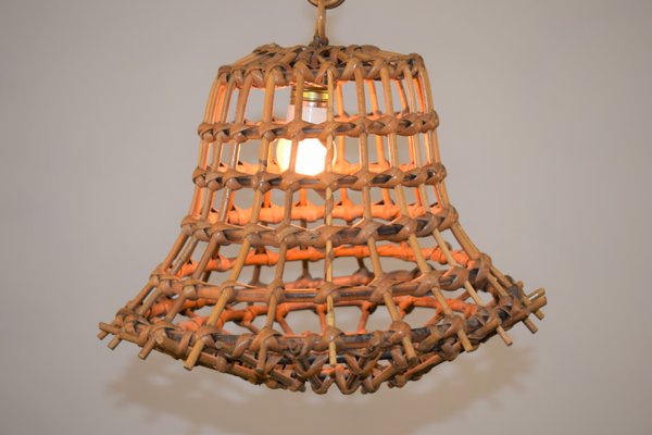 Vintage Italian Bamboo Ceiling Lamp, 1960s-AOL-1299341