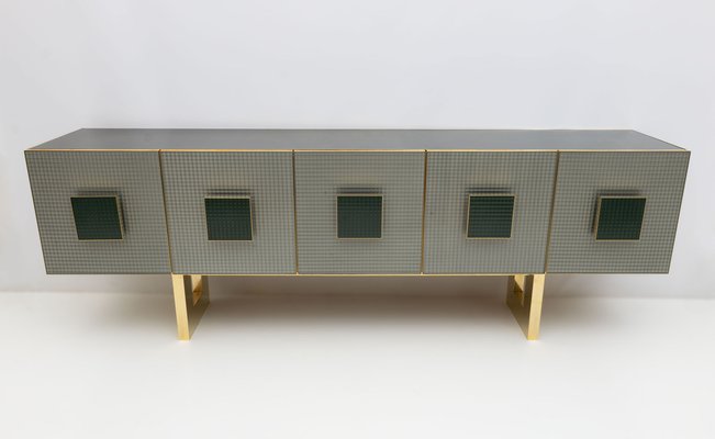 Vintage Italian Bar Sideboard in Glass and Brass, 1980s-FER-1742781