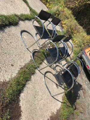 VIntage Italian Bauhaus Chrome Dining Chairs, 1970s, Set of 6-OXJ-765611