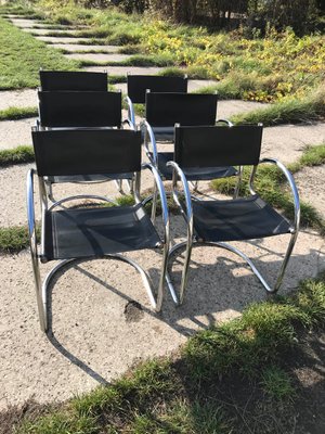 VIntage Italian Bauhaus Chrome Dining Chairs, 1970s, Set of 6-OXJ-765611