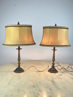 Vintage Italian Bedside Table Lamps in Bronze, 1940s, Set of 2-YST-1744324