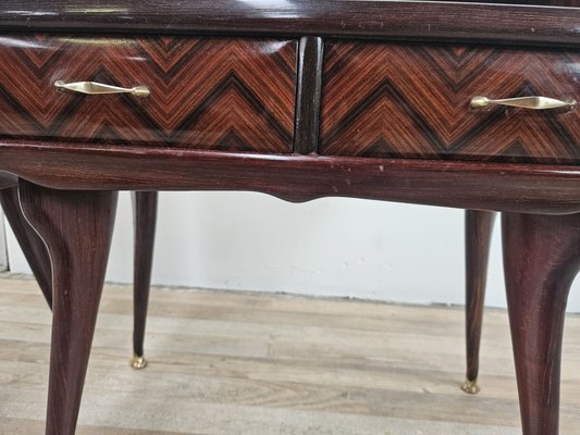 Vintage Italian Bedside Tables in Mahogany Root and Glass, 1950, Set of 2-ZUW-2041977