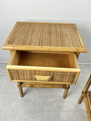 Vintage Italian Bedside Tables in Rattan and Bamboo, 1970s, Set of 2-YST-1806179